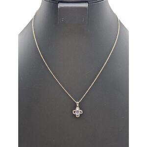 925 Sterling Silver CZ Pendant 18" Figaro Chain Necklace